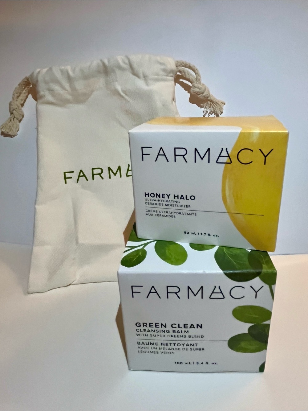 Farmacy Honey Halo & Green Clean Skincare Duo in Yellow and Green BRAND NEW